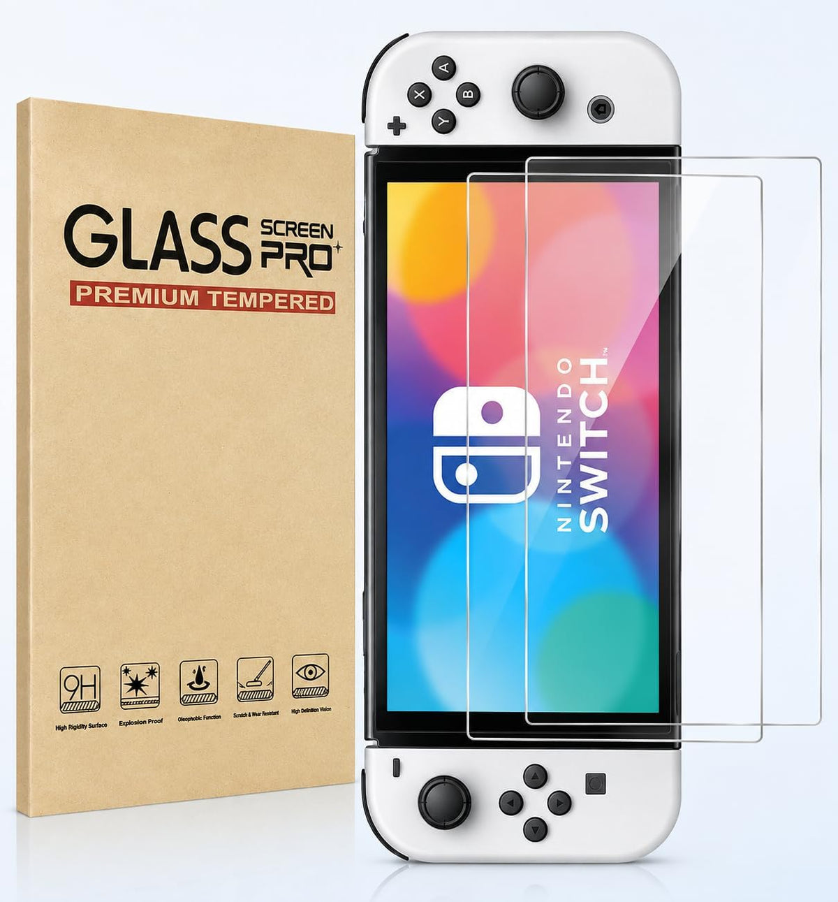 Schutzglas für Nintendo Switch OLED – 9H Panzerglas, 2er-Pack